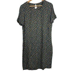 blue and yellow floral t-shirt dress